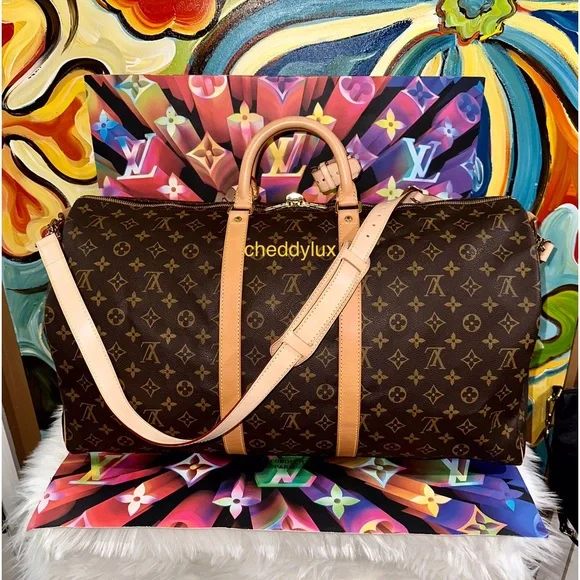 🛑SOLD🛑🧳✈️🏝Authentic Louis Vuitton Keepall Bandouliere 55 Luggage Bag Monogr… - Picture 2 of 16